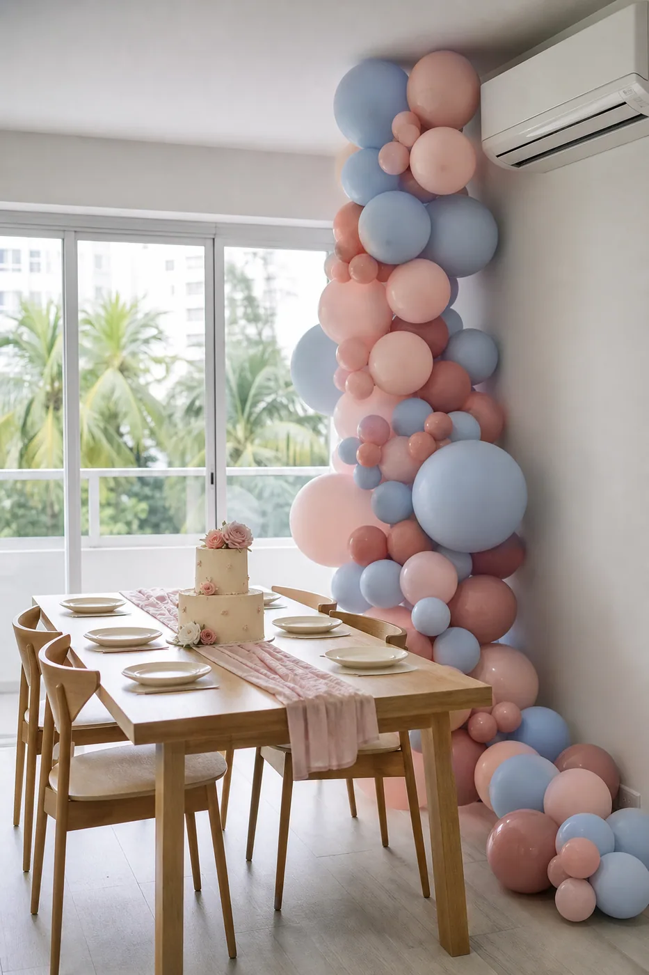 A styled birthday corner at home
